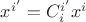 $ {x}^{i'}={C}_{i}^{i'}{x}^{i}$