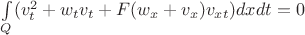$\int \limits_Q (v_t^2 +w_tv_t + F(w_x+v_x)v_{xt})dxdt = 0$