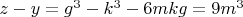 $z-y=g^3-k^3-6mkg=9m^3$