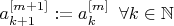 $a_{k+1}^{[m+1]} := a_k^{[m]} \verb