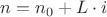 $ n = n_0 + L \cdot i $ $ n = n_0 + L \cdot i $