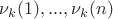 $\nu_k(1),...,\nu_k(n)$