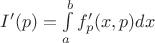 $I'(p) = \int\limits_a^bf'_p(x,p)dx$ $I'(p) = \int\limits_a^bf'_p(x,p)dx$