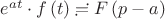 ${e^{at}} \cdot f\left( t \right) \risingdotseq F\left( {p - a} \right)$