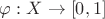$\varphi : X\to [0,1]$