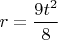 $r=\dfrac{9t^2}{8}$