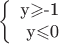 $$\left\{
\begin{array}{rcl}
$y$\geqslant $-1$ \\
$y$\leqslant $0$ \\
\end{array}
\right.$$