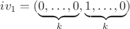 $iv_1 = (\underbrace{0, \ldots, 0}_k, \underbrace{1, \ldots, 0}_k)$