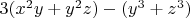 $3(x^2y+y^2z)-(y^3+z^3)$