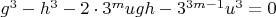 $g^3-h^3-2 \cdot 3^m ugh-3^{3 m-1} u^3=0$
