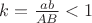 $k=\frac{ab}{AB}<1$