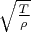 $\sqrt{\frac{T}{\rho}}$