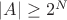 $|A|\ge 2^N$