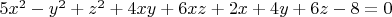 $5x^2-y^2+z^2+4xy+6xz+2x+4y+6z-8=0$