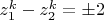 $z_1^k-z_2^k=\pm 2$