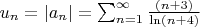 $u_{n} = \lvert a_{n} \rvert = \sum^{\infty}_{n=1} {\frac{(n+3)}{\ln(n+4)}} $