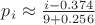 $p_i\approx\frac {i-0.374}{9+0.256}$