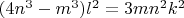 $(4n^3-m^3)l^2=3mn^2k^2$