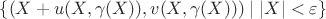 $\{(X+u(X,\gamma(X)),v(X,\gamma(X)))\mid |X|<\varepsilon\}$