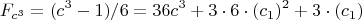 $$F_{c^3}=(c^3-1)/6=36c^3+
3\cdot6\cdot(c_1)^2+3\cdot(c_1)$$