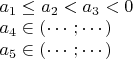 $\\a_1\le a_2<a_3<0\\a_4\in(\cdots;\cdots)\\a_5\in(\cdots;\cdots)$