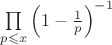 $\prod\limits_{p\leqslant x}\left(1-\frac{1}{p}\right)^{-1}$