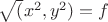 $\sqrt(x^2,y^2)=f$