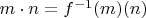 $m\cdot n = f^{-1}(m)(n)$