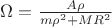 $\Omega=\frac{A\rho}{m\rho^2+MR^2}$