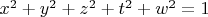 $x^2+y^2+z^2+t^2+w^2=1$