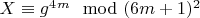 $X\equiv g^4^m\mod (6m+1)^2$