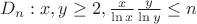 $D_n: x,y \geq 2, \frac{x}{\ln x}\frac{y}{\ln y} \leq n$