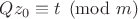 $Qz_0\equiv t\pmod{m} $
