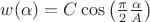 $w(\alpha) = C\cos\left(\frac{\pi}{2}\frac{\alpha}{A} \right)$