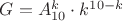$G  = A_{10}^k \cdot k^{10-k}$