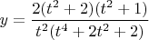 $y = \dfrac{2(t^2 + 2)(t^2 + 1)}{t^2{(t^4 + 2t^2 + 2)}}$