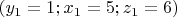 $(y_1=1;  x_1=5; z_1=6)$