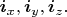 $\boldsymbol{i}_x,\boldsymbol{i}_y,\boldsymbol{i}_z.$