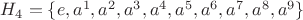 $H_4=\{e,a^1,a^2,a^3,a^4,a^5,a^6,a^7,a^8,a^9\}$