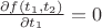 $\frac{\partial f(t_1, t_2)}{\partial t_1}=0$