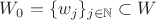 $W_0=\{w_j\}_{j\in \mathbb{N}}\subset W$