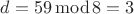 $d=59\operatorname{mod}8=3$