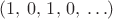 $(1,\,0,\,1,\,0,\,\ldots)$