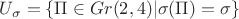 $U_\sigma = \{\Pi \in Gr(2,4) | \sigma(\Pi) = \sigma\}$