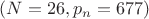 $(N=26,p_n=677)$