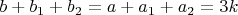 $b+b_1+b_2=a+a_1+a_2=3k$