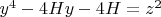 $y^4-4Hy-4H=z^2$