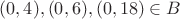 $(0, 4), (0, 6), (0, 18)\in B$