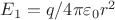 $E_1 = q/4\pi \varepsilon_0  r^2$