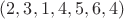 $(2,3,1,4,5,6,4)$